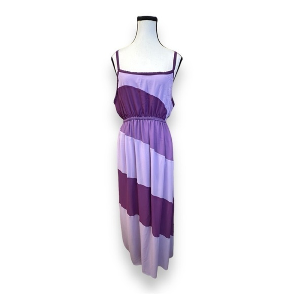 Vintage Women’s torrid 0 XL Purple Lilac Colorblock Maxi Dress